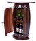 Rustic Lockable Barrel Shaped Wine Bar Cabinet Wooden End Table